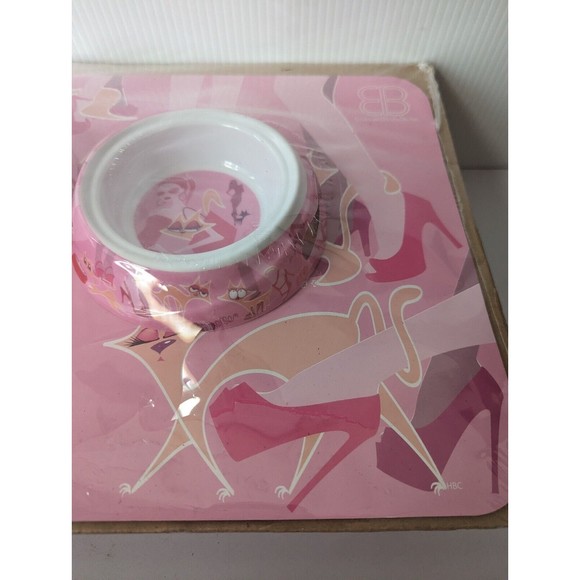 PetEgo Dog Cat Bowl Dish Placement Set Italian Style Whimsical Cartoon Pink NEW - Picture 3 of 8